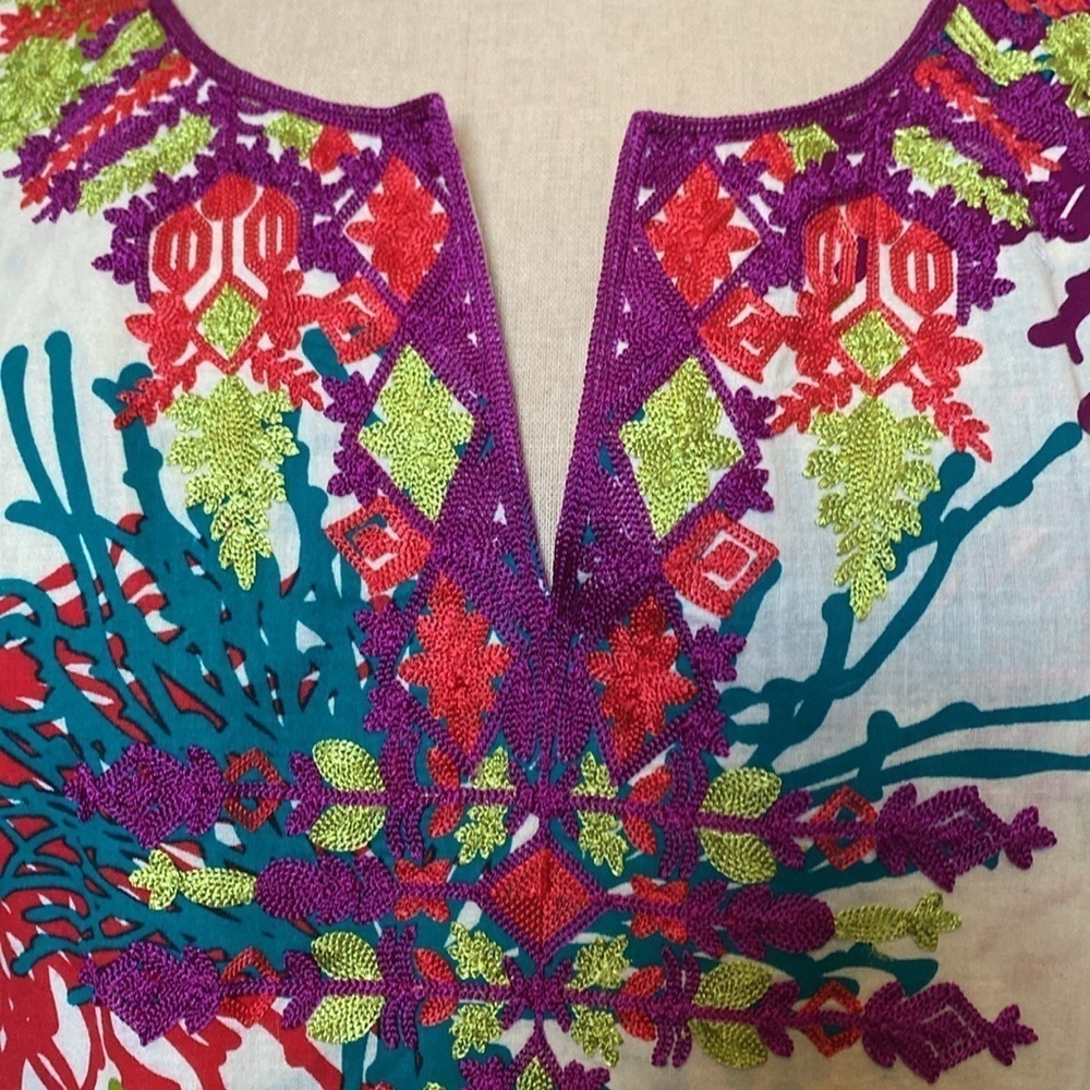 Bahrain Asian Inspired Maxi dress Womens S lightweight embroidery island style - Picture 4 of 5